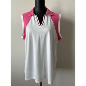 Bermuda Sands Sleeveless Golf Polo Women's XL White/Pink EUC Golf Country Club